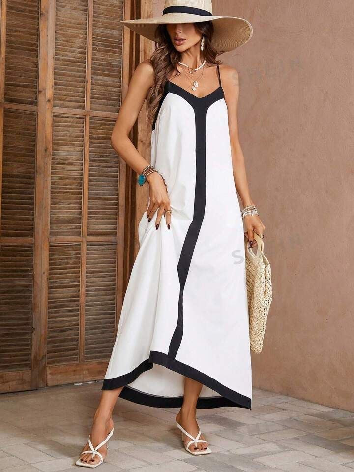 Tanya Backless Contrast Color Maxi Dress