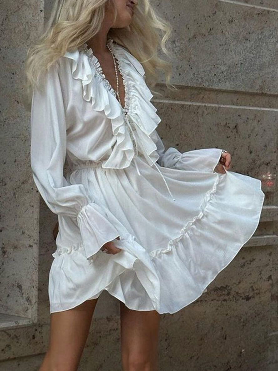 Thalia Long Sleeve Ruffle Mini Dress