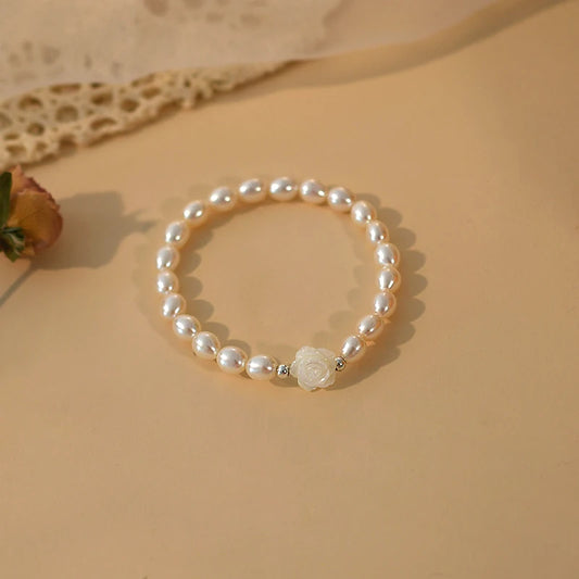 Pearl Shell Flower Sterling Silver Bracelet