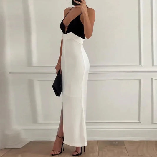 Liya Lace Up Slit Slim Maxi Dresses