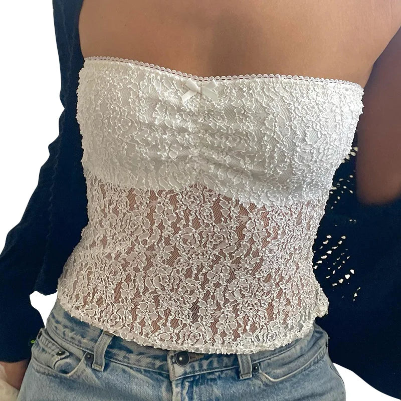 Layla Transparent Lace Tube Top