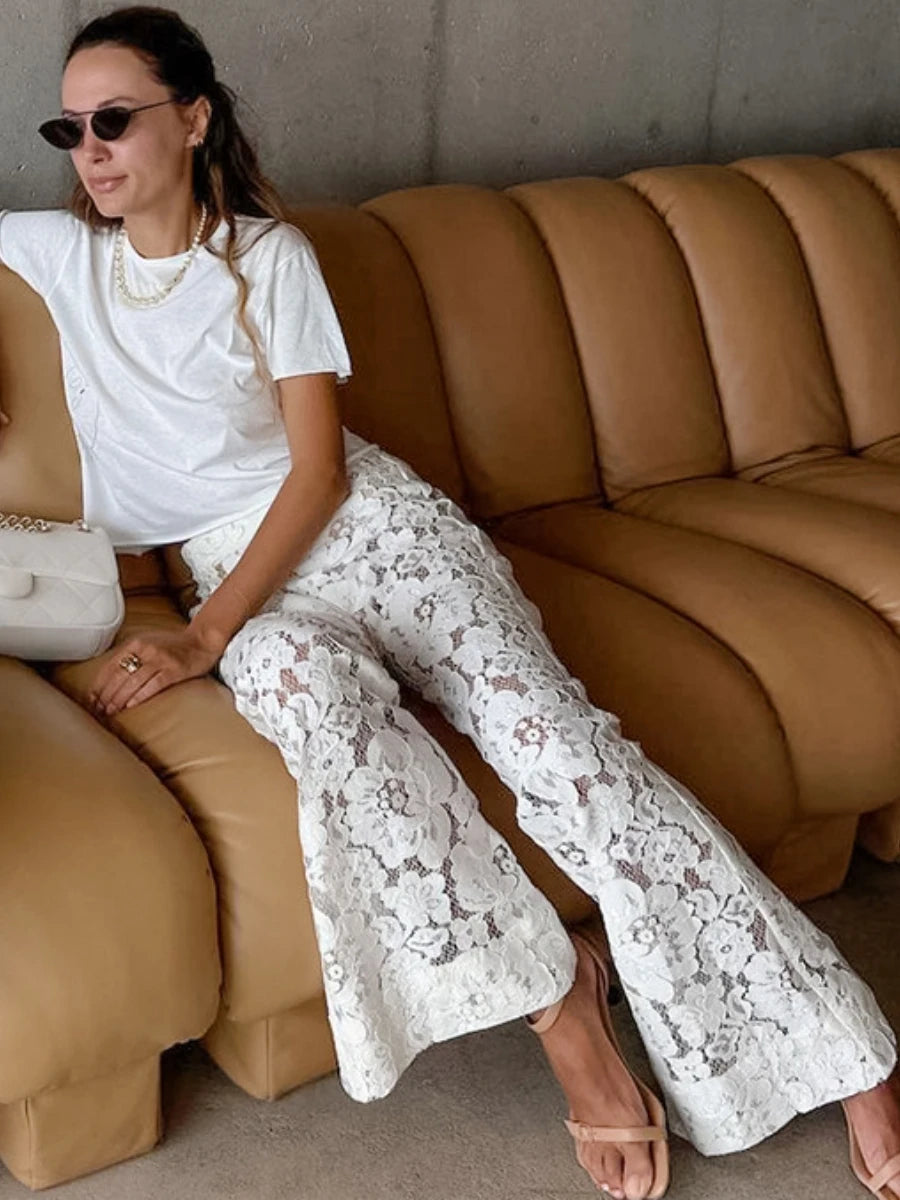 Louisa Sexy White Flare Pants