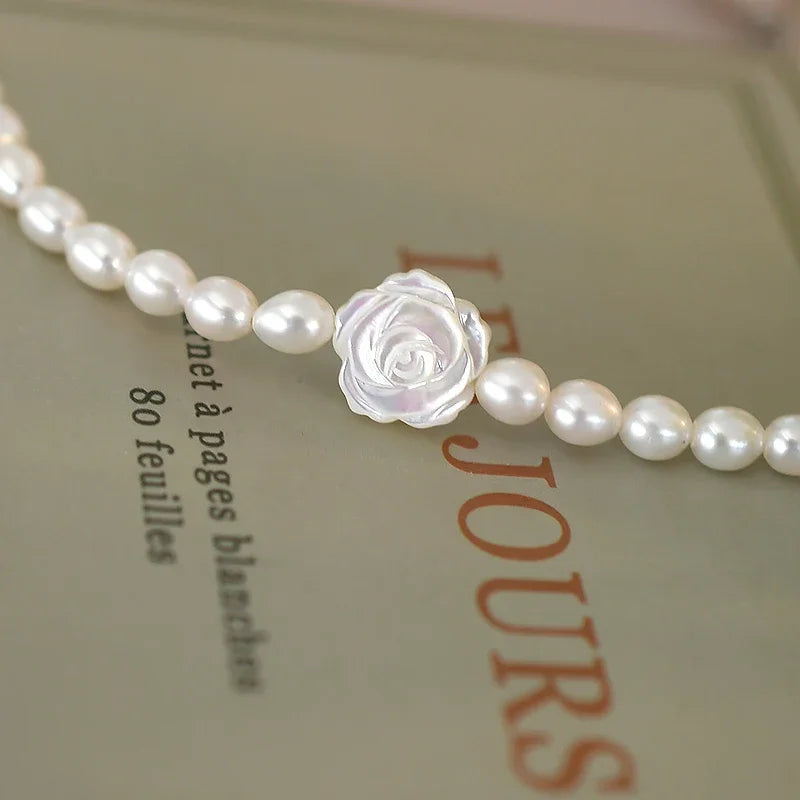 Freshwater Pearl Shell Flower Necklace