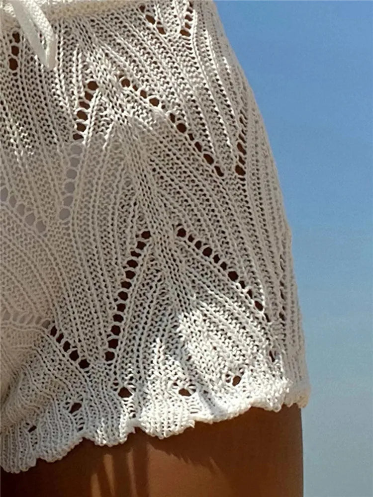 Andrea Drawstring Crochet Cover Up Shorts