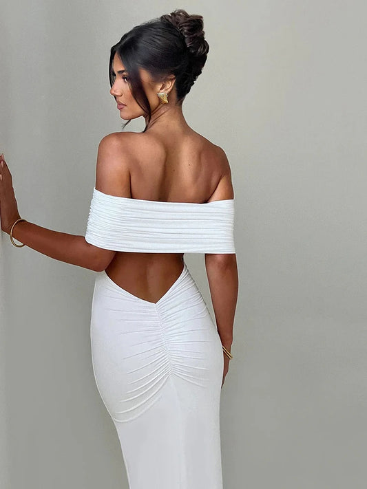 Gretta Off Shoulder Backless Maxi Dress