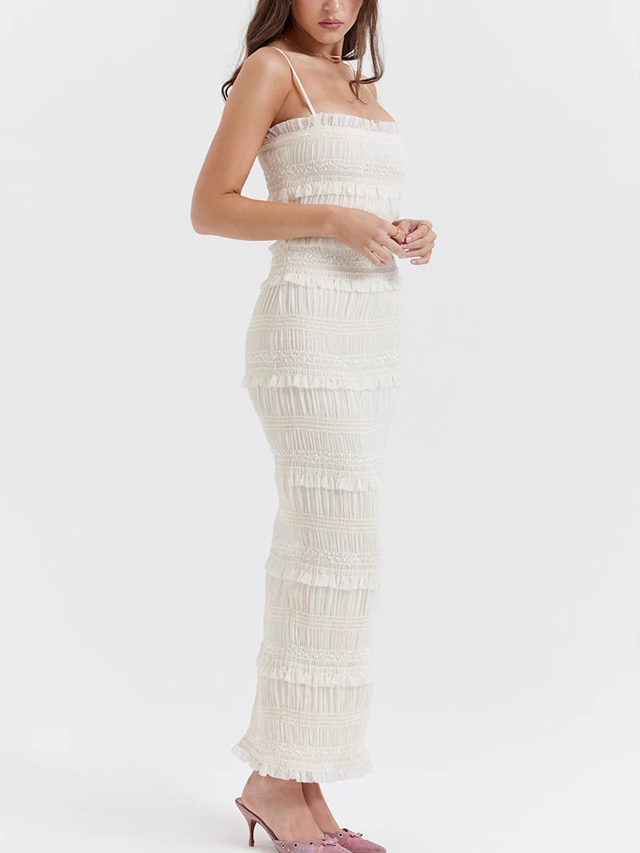 Ayla Sheer Mesh Lace Maxi Dress