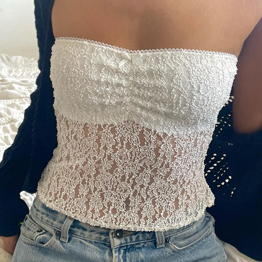 Layla Transparent Lace Tube Top