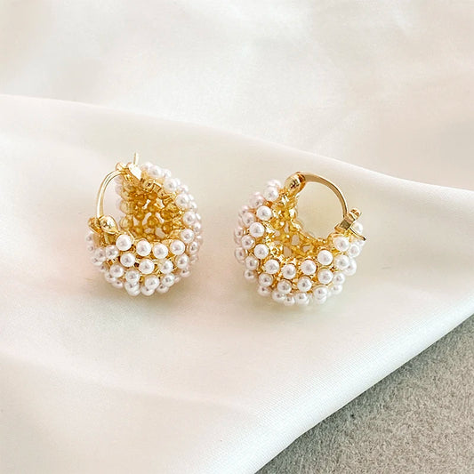 Lila Rice Pearl Hoop Earrings