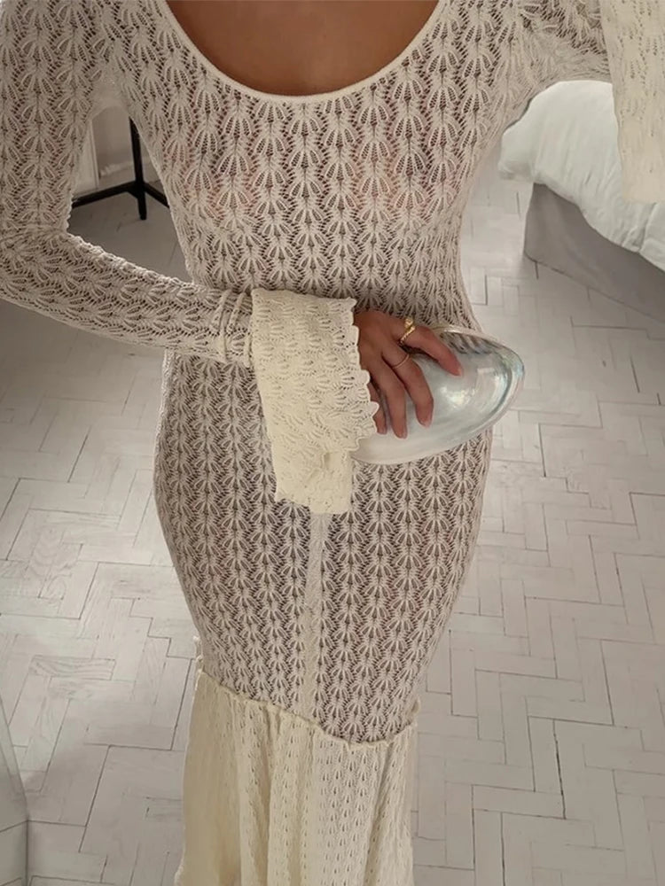 Grace Sexy Knit Beach Maxi Dress Cover Up