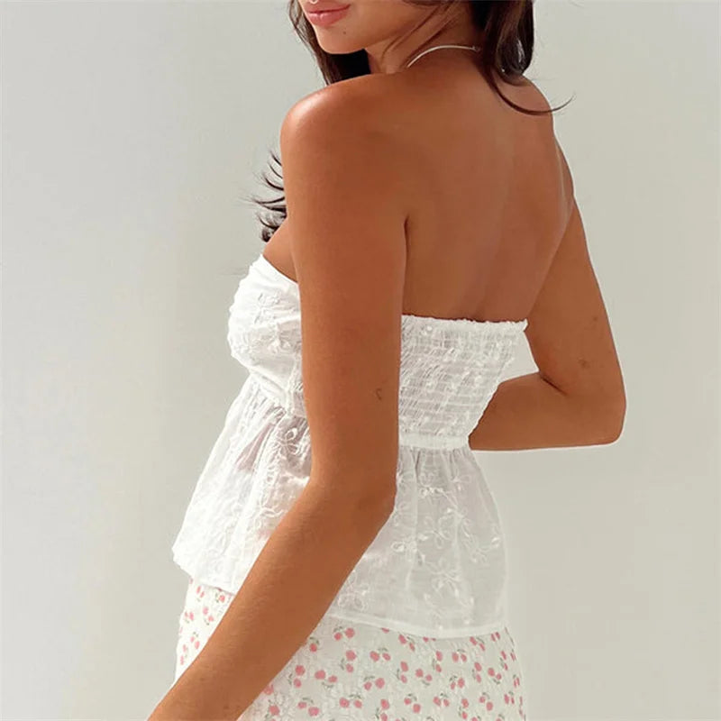 Gabi Strapless Flower Top