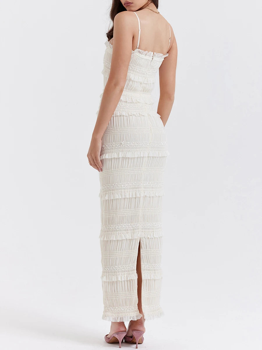 Ayla Sheer Mesh Lace Maxi Dress